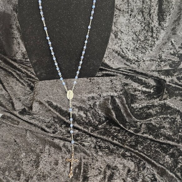 Clear blue color beaded Rosary - Picture 1 of 7